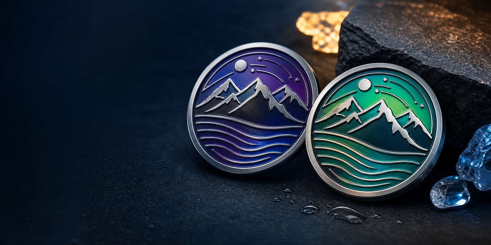 Premium color-changing metal badge technology concept