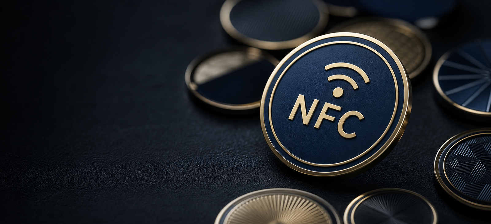 Premium NFC embedded metal badge technology concept